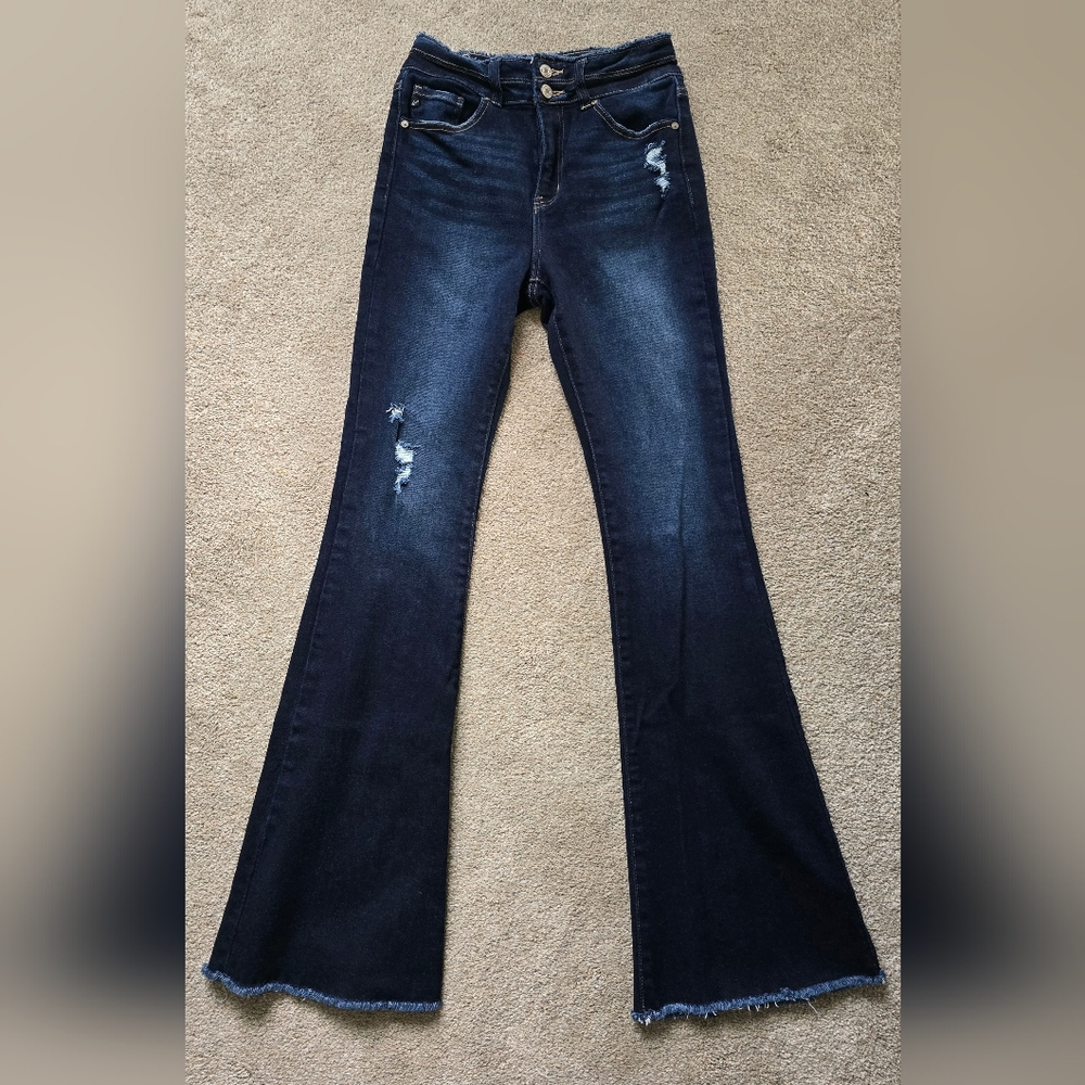 Elegant Dark Blue Flare Jeans